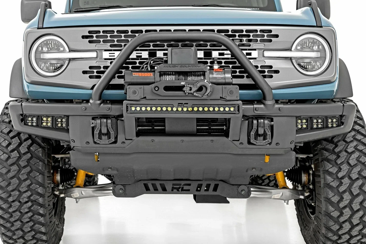 Fits Ford Bronco(21-24) High Winch Mount All Models 9500S 20_ Black LED 51095